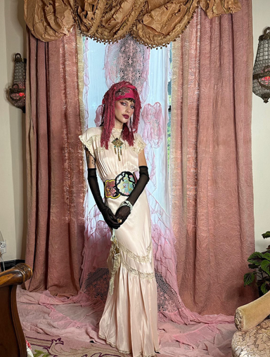 SOLD NEW! 1930's Old Hollywood Mermaid Slip Dress Pale Pink and Lace