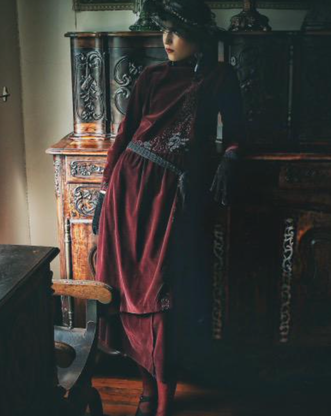SOLD NEW LISTING La Belle Époque Velvet Dress Tiered Victorian Edwardian