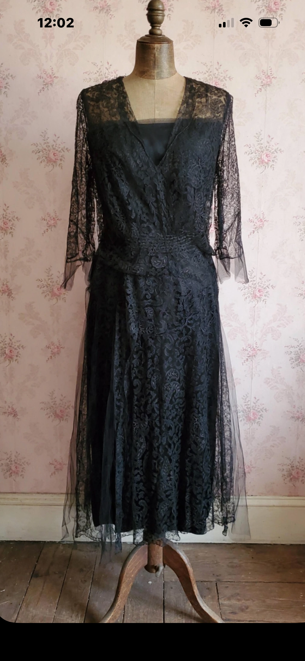 Romantic Black Lace Depression Era Dress