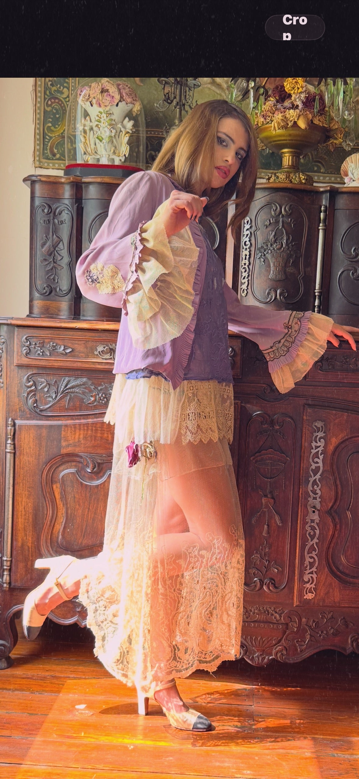 Boudoir Queen original Bed jacket with Edwardian embellishments
