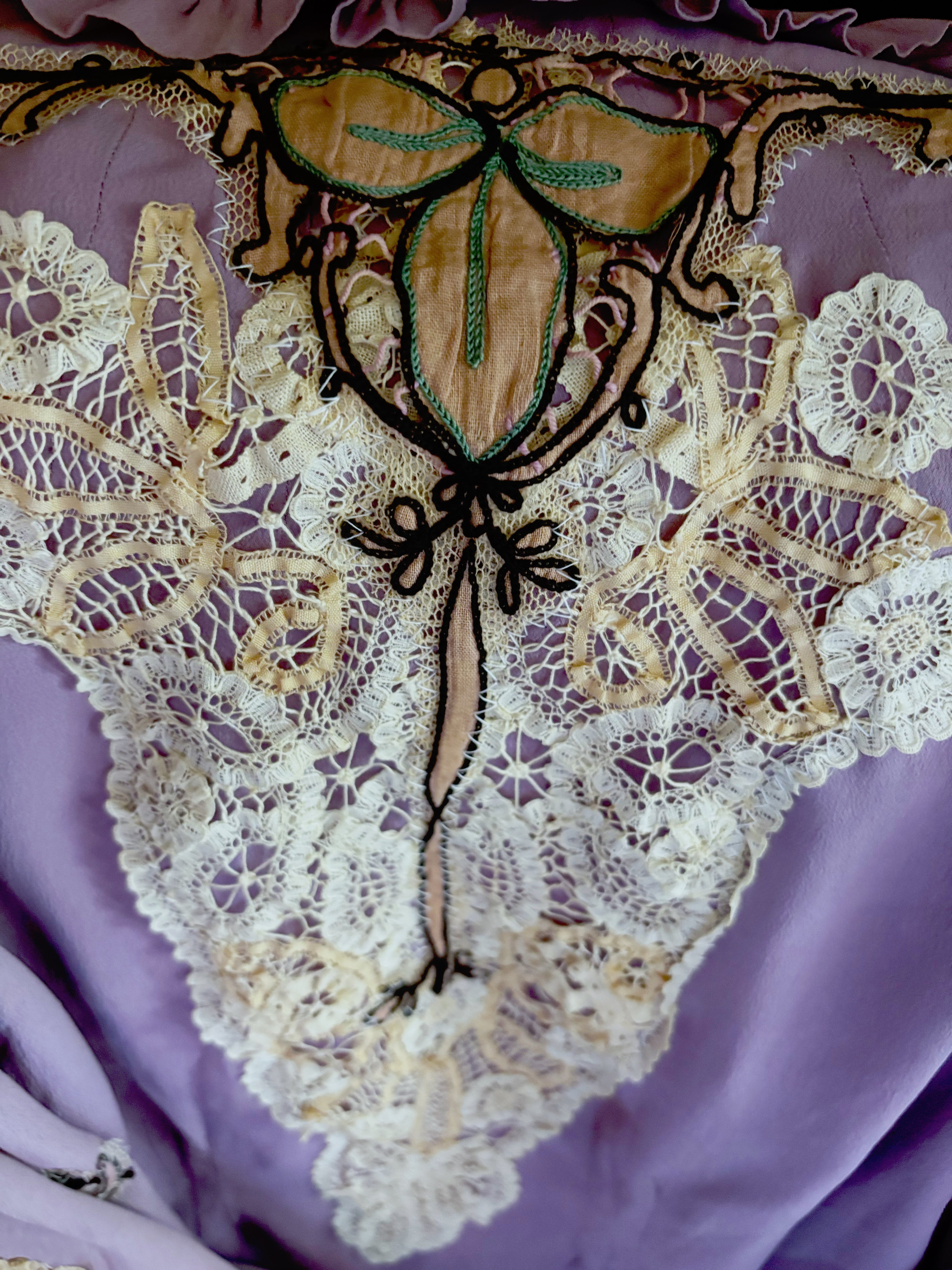 Boudoir Queen original Bed jacket with Edwardian embellishments