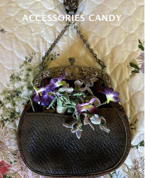 Art Nouveau Chatelaine Leather with Pocket Violets included Authentic Clasp working