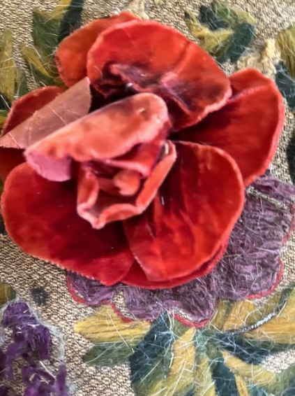 Poppy Rose Velvet Authentic Antique Flower