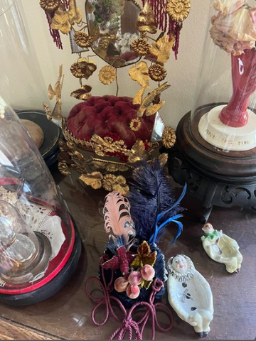 Boudoir Queen Fascinator Made from Antique Salesman Samples from the 20's You are buying the hair peice