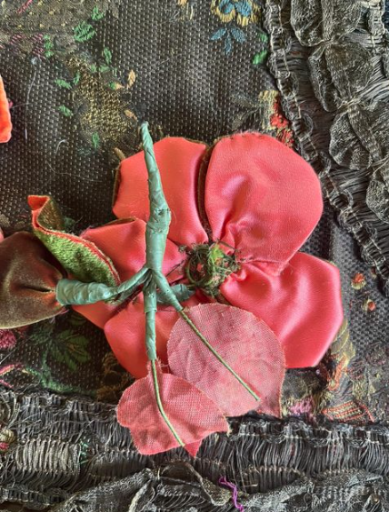 My Favorite Flowers Antique Velvet wired Flower with Leaves PAIR