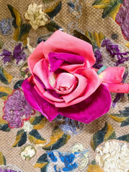 SOLD Antique Medium Flower Magenta Rose