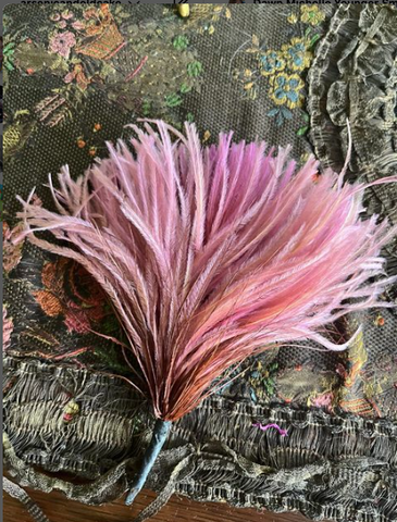 Last Pink Art Deco 1920's Vintage Ostrich Feather Plume Fluffy Nice!