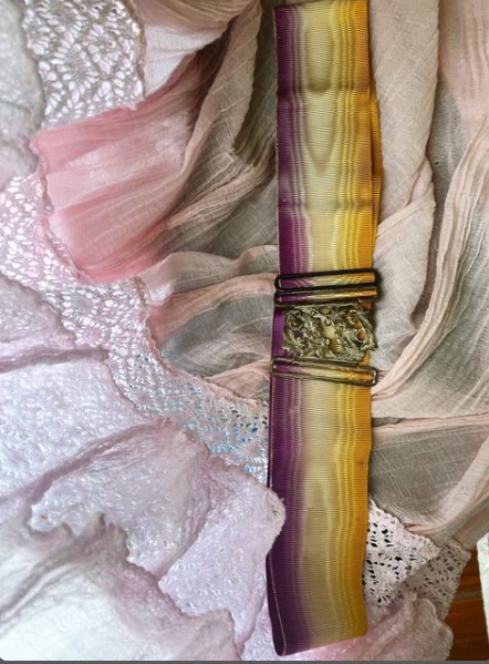 Rare Ornate Ombre Authentic Edwardian Belt w/ Unique Closure