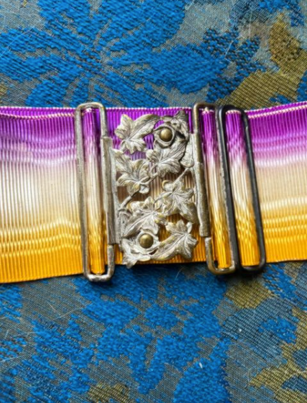 Rare Ornate Ombre Authentic Edwardian Belt w/ Unique Closure