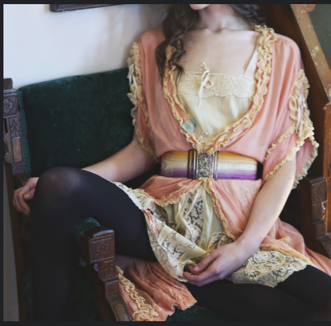 Rare Ornate Ombre Authentic Edwardian Belt w/ Unique Closure