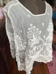 Private Collection Organdy Lace 1910 Edwardian Top slips on over the head slits up the side