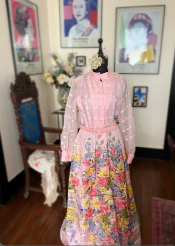 1960's Floral Dress with Belt TIME CAPSULE
