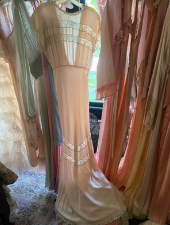 1930's Old Hollywood Mermaid Slip Dress Pale Pink and Lace