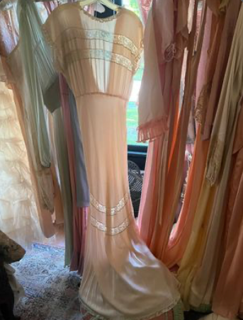 SOLD NEW! 1930's Old Hollywood Mermaid Slip Dress Pale Pink and Lace