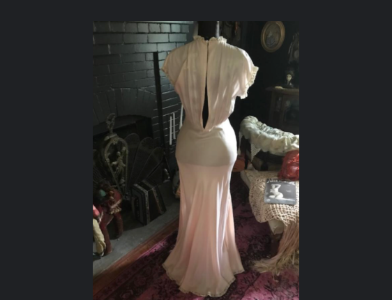 SOLD NEW! 1930's Old Hollywood Mermaid Slip Dress Pale Pink and Lace