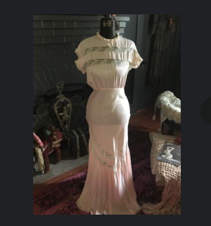 SOLD NEW! 1930's Old Hollywood Mermaid Slip Dress Pale Pink and Lace