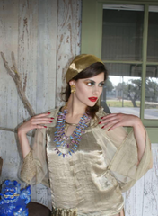 Night of the Iguana Top with antique celluloid sequin train Lame' and netting Old Hollywood Starlet fragile