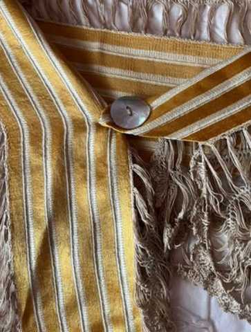 Rare Edwardian Striped Silk Lace Shawl