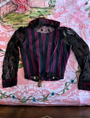 Saloon Girl Storyville Victorian Silk Striped Bodice Mesh Sleeves and Chest As Found Wearable