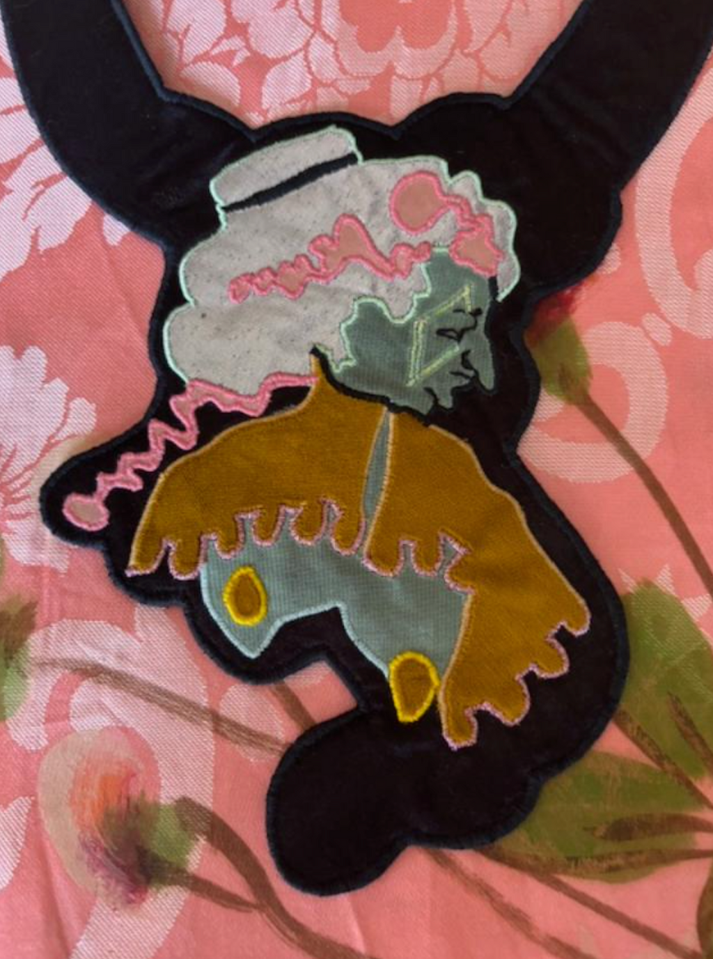 SOLD Black Embroidered Collar / Necklace by Chromium Dumb Belle Great Condition
