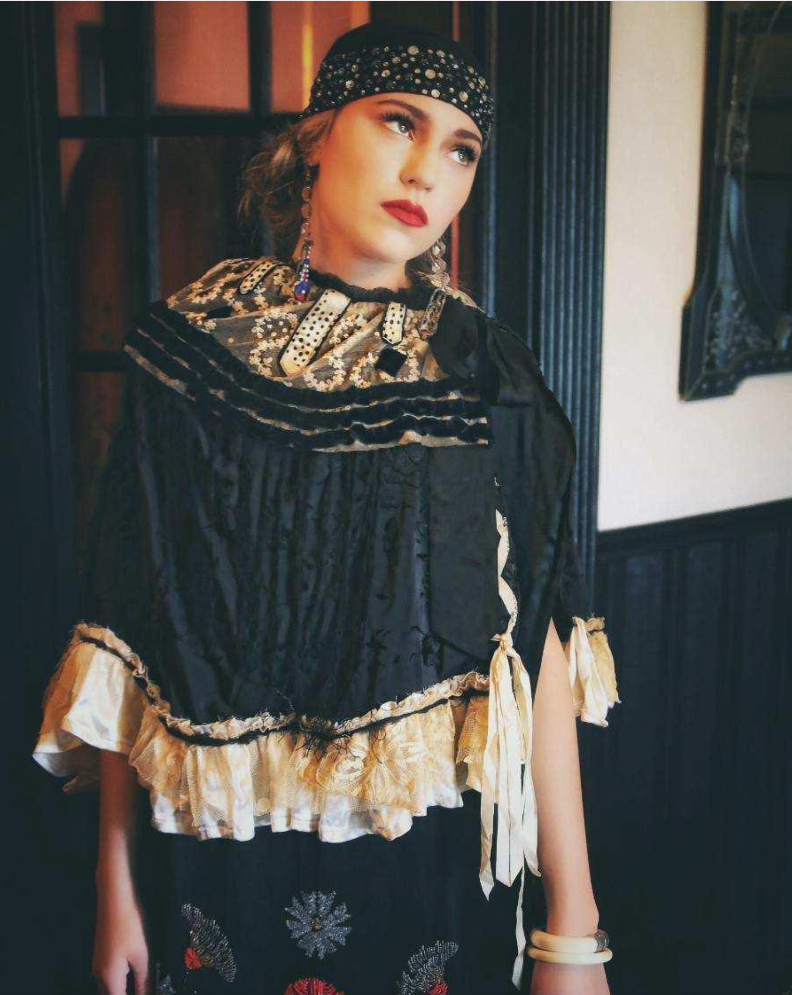 Authentic 1920's Skull Cap with Embedded Rhinestones