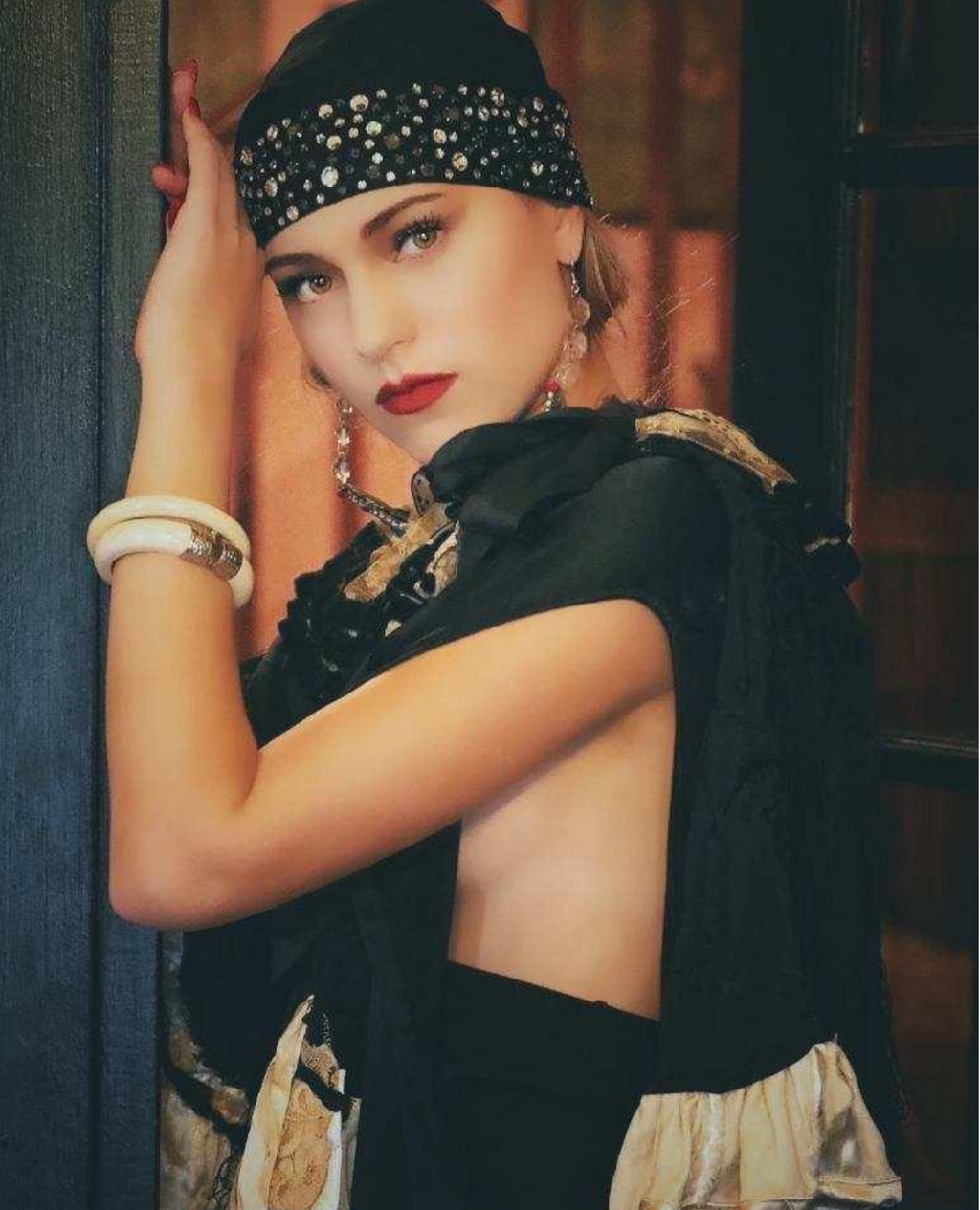 Authentic 1920's Skull Cap with Embedded Rhinestones