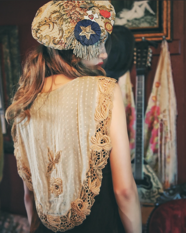 Vintage Tapestry Floral Beret Hat without Medallions