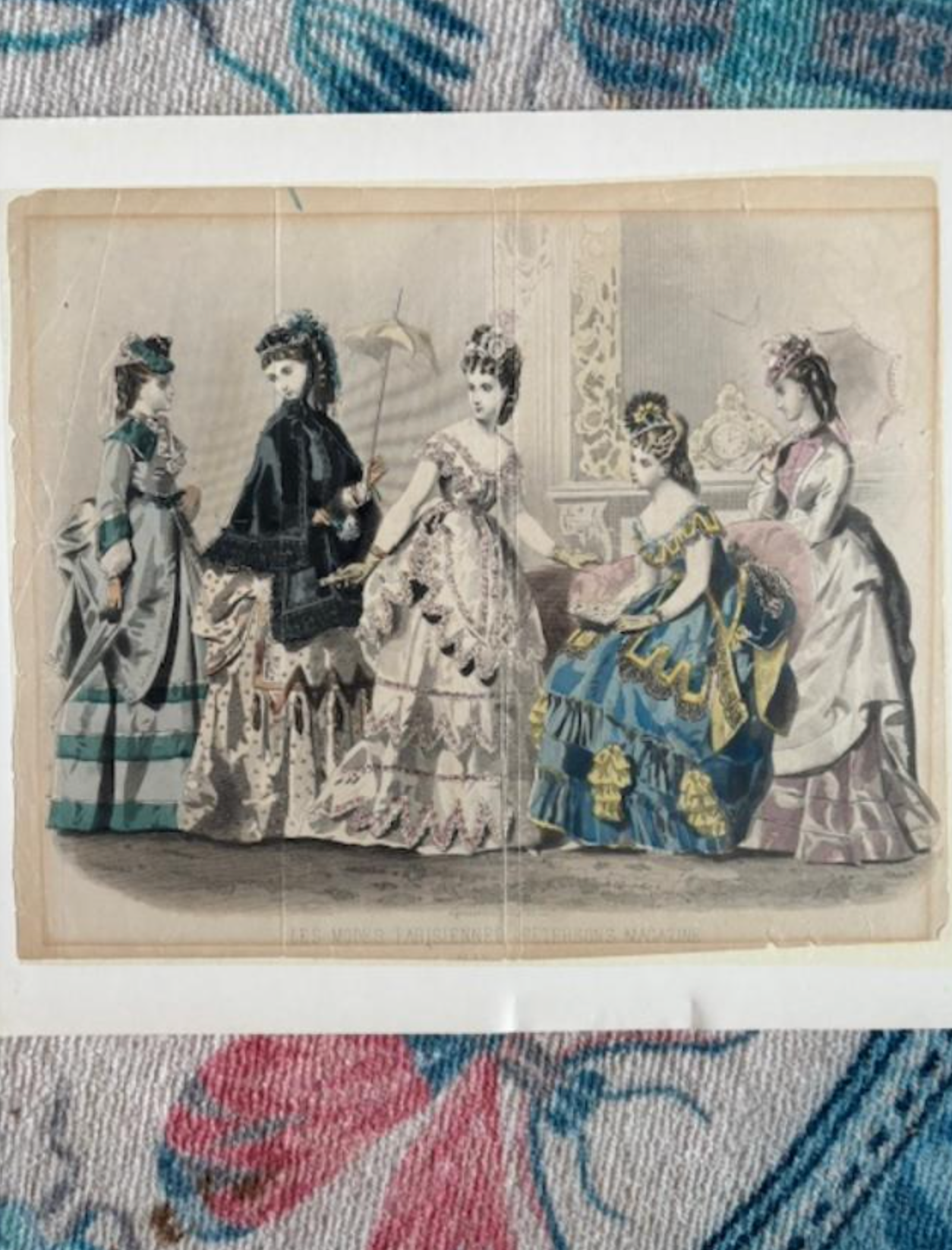 French Fashion Plate, Antique Engraving, France, Victorian, 19th Century, 1800s, Women, Ladies, Inspiration, Dress, History, Costume