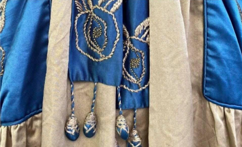 Hungarian Vibe Arts and Crafts Period Rare Embroidered For Dress Great Sleeves and Detail Antique / vintage