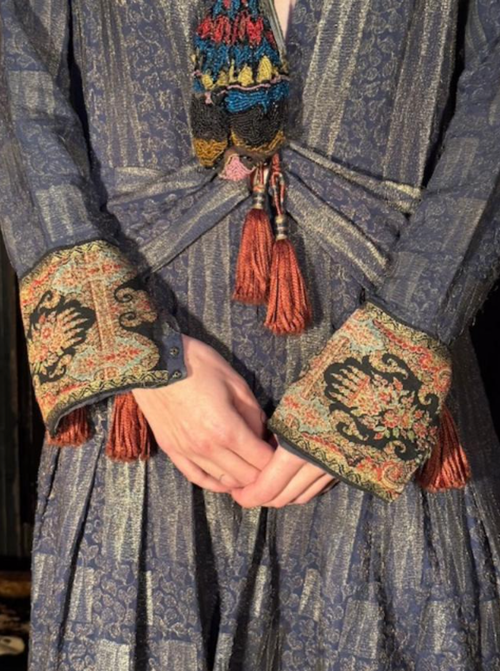 Anita Pallenberg Style Art Deco Wood Grain Lame' Coat jacket Fabulous Boudoir Queen