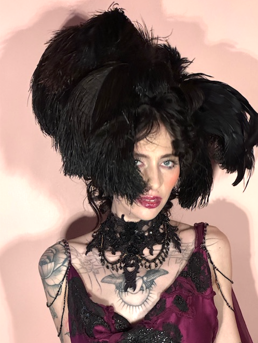 Victorian Jet Net 20's Gel sequin and Lace Choker Made for Red Carpet CMA's 2025