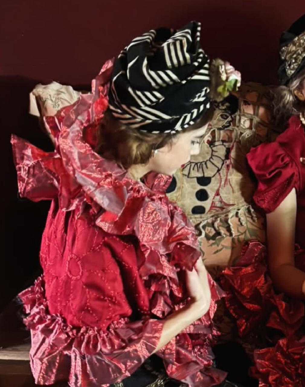 Antique Vintage 1930's 40's Couture striped Turban Unusual