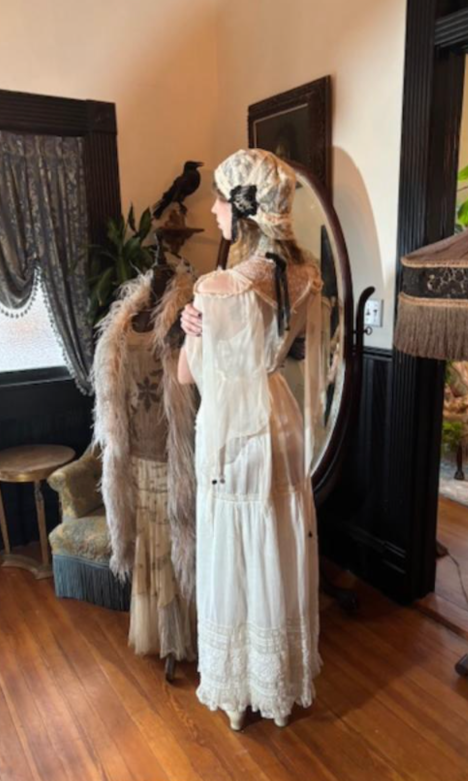 Boudoir Queen Victorian Sequin Take me to the Antique Lace and Appliqué hat Heather Hat