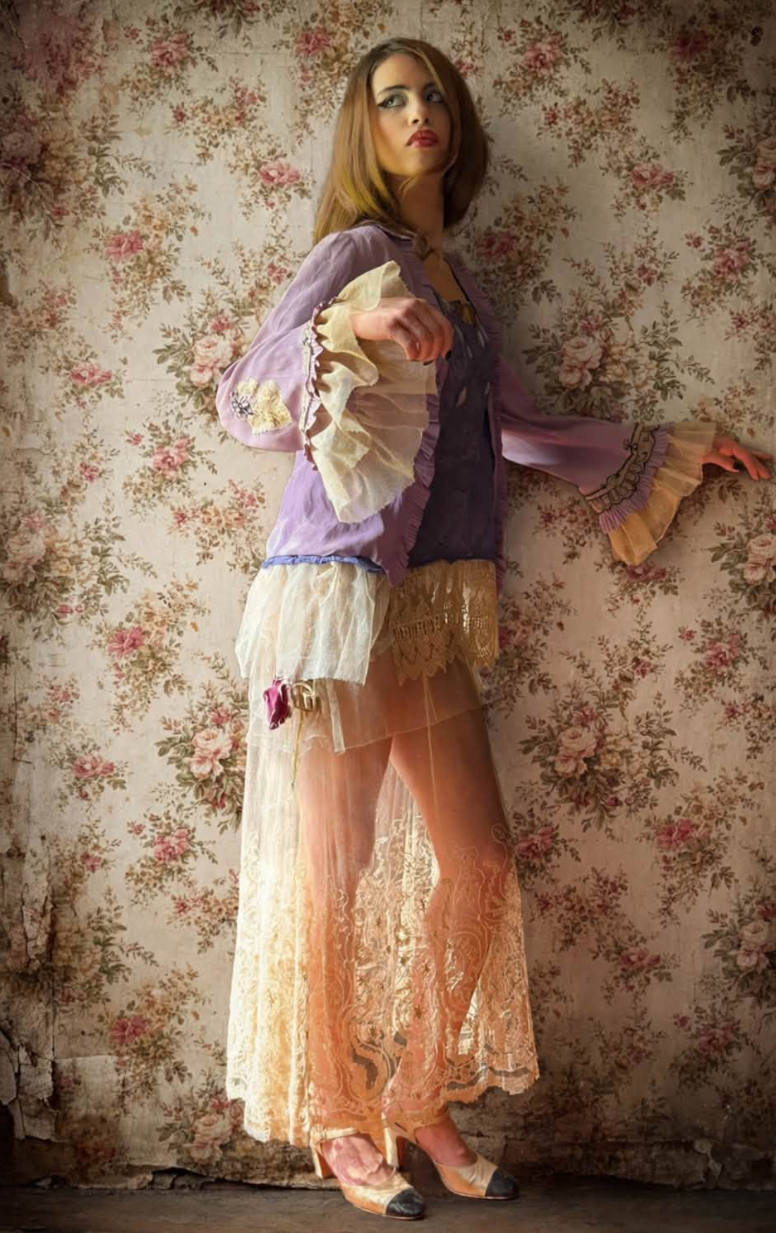 Boudoir Queen original Bed jacket with Edwardian embellishments