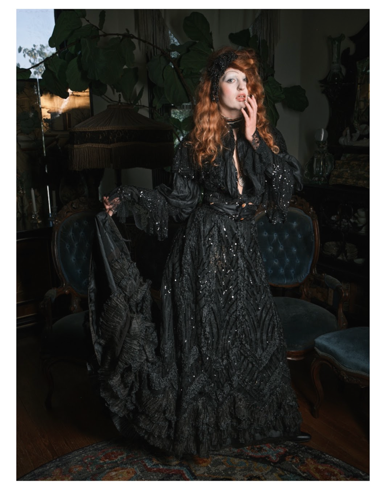 Grand Second Mourning Tissue Silk Dress rare