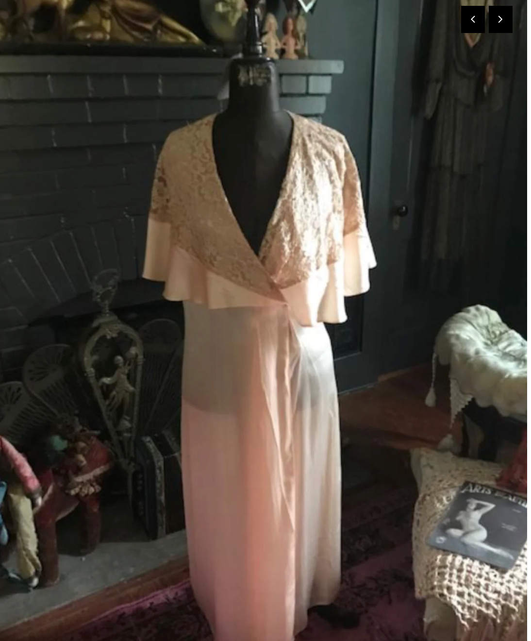 Hollywood Babylon Capelet Peignoir Silk and Lace Authentic 1930s