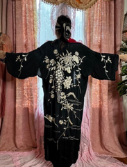 SOLD Hollywood Babylon Export Wisteria Silk Embroidered Robe