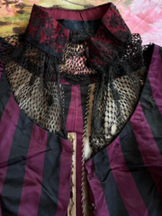 Saloon Girl Storyville Victorian Silk Striped Bodice Mesh Sleeves and Chest As Found Wearable