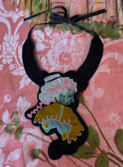 Black Embroidered Collar / Necklace by Chromium Dumb Belle Great Condition