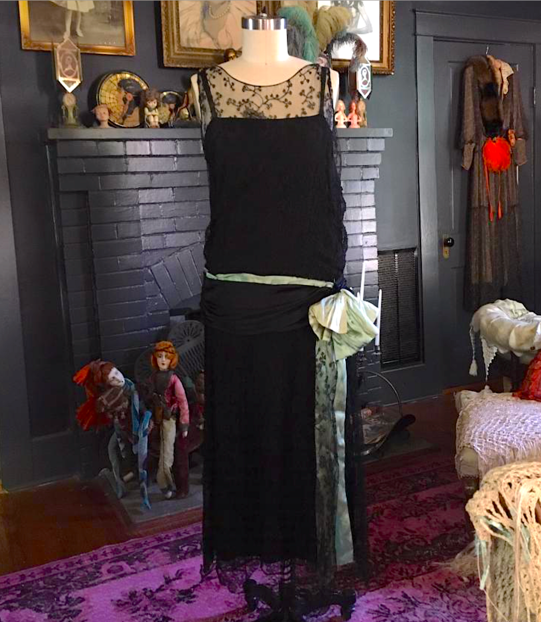Sold Black Lace Streamer Baby Jane Dress