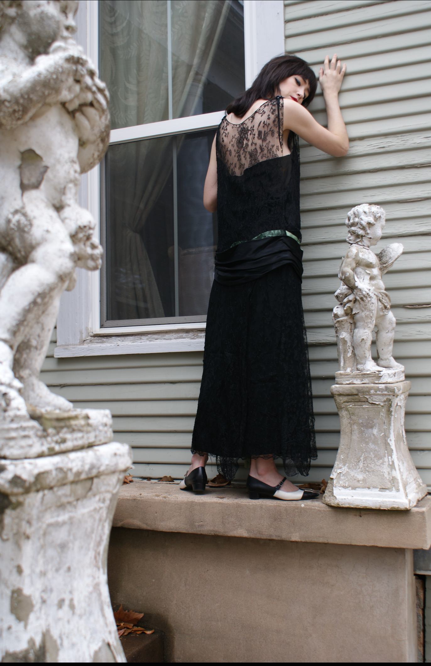 Sold Black Lace Streamer Baby Jane Dress