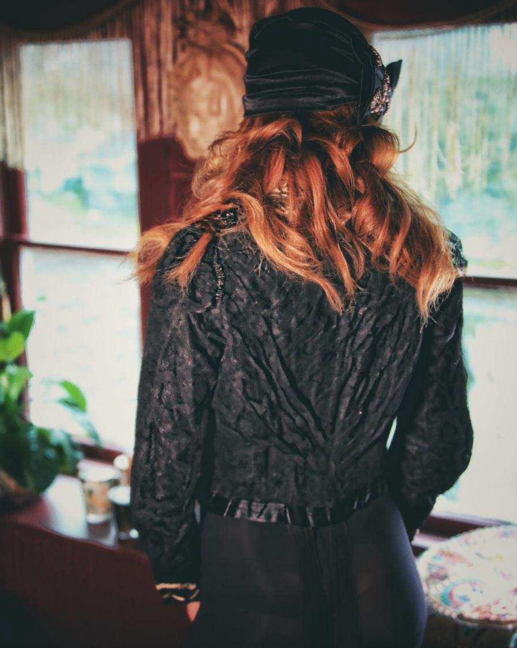 Authentic VIctorian Lace Bodice with loads of Jet Detail Layers of Black Lace