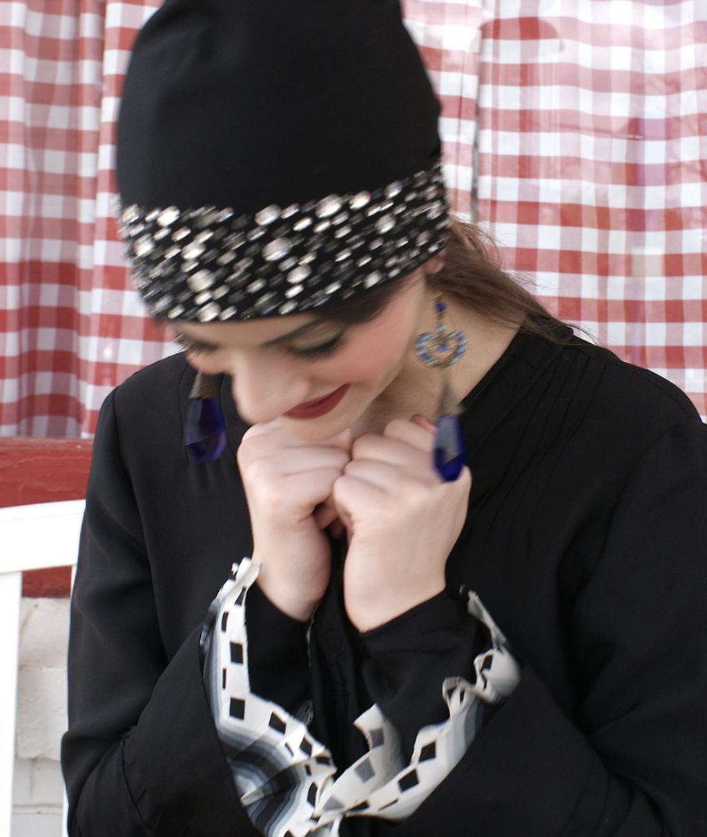 Authentic 1920's Skull Cap with Embedded Rhinestones