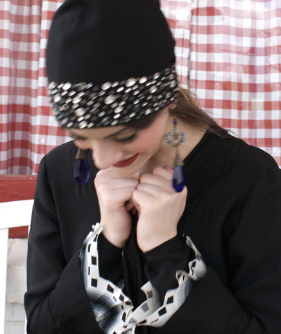 1920's Scull Cap with Embedded Rhinestones