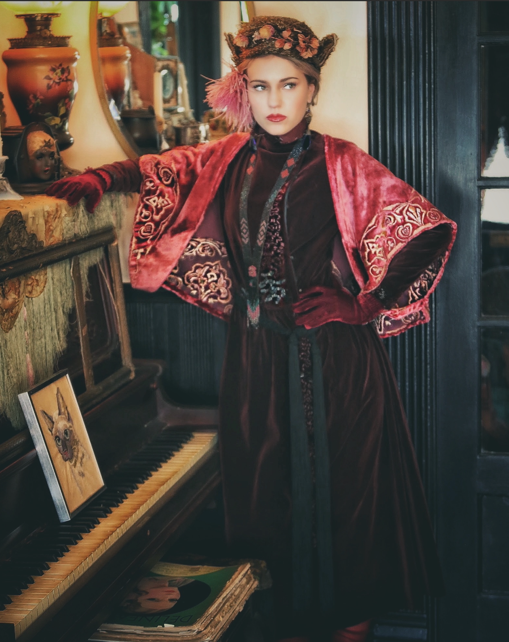 Sold NEW Art Nouveau stunning Pinky Plum Velvet Shrug