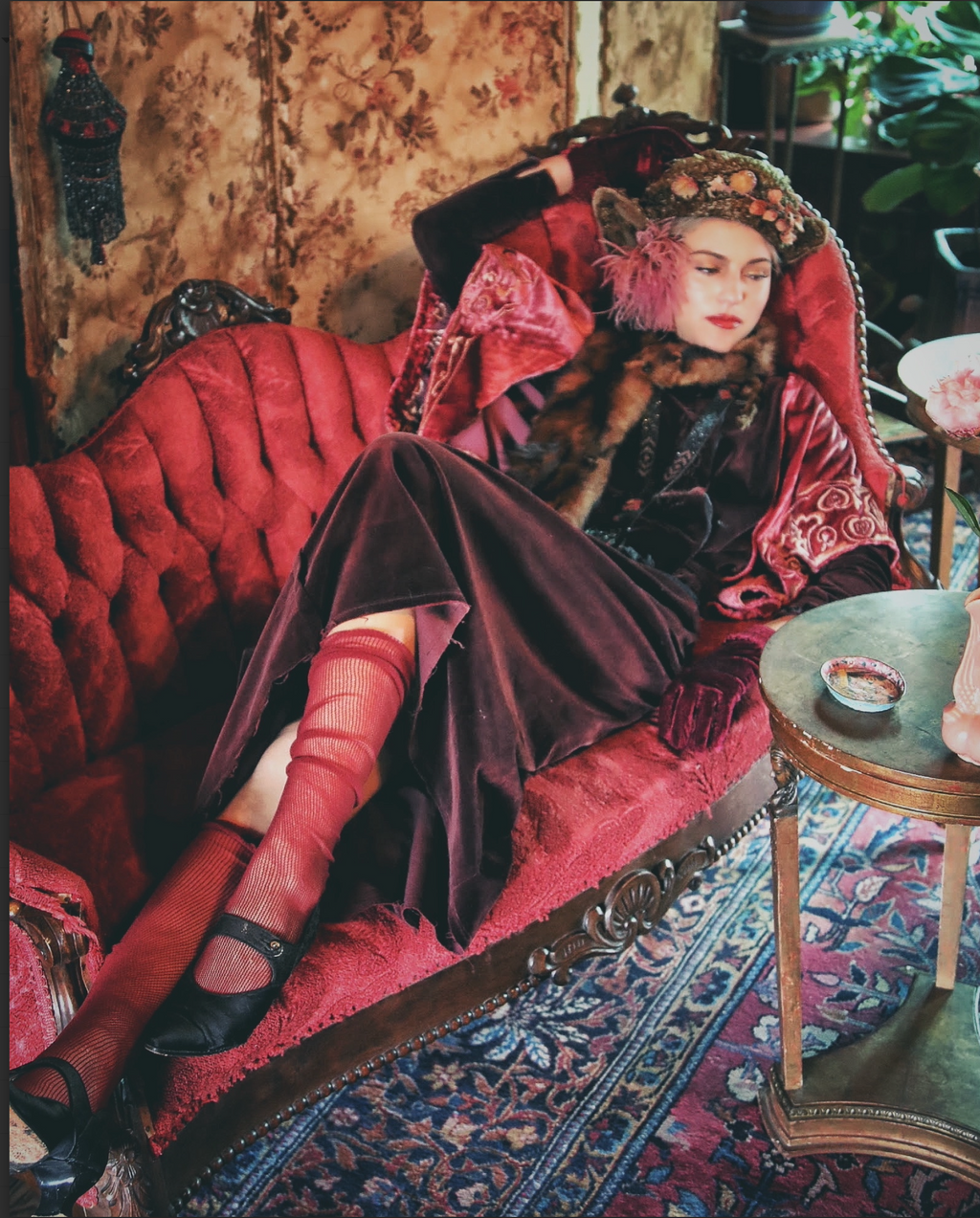 Sold NEW Art Nouveau stunning Pinky Plum Velvet Shrug