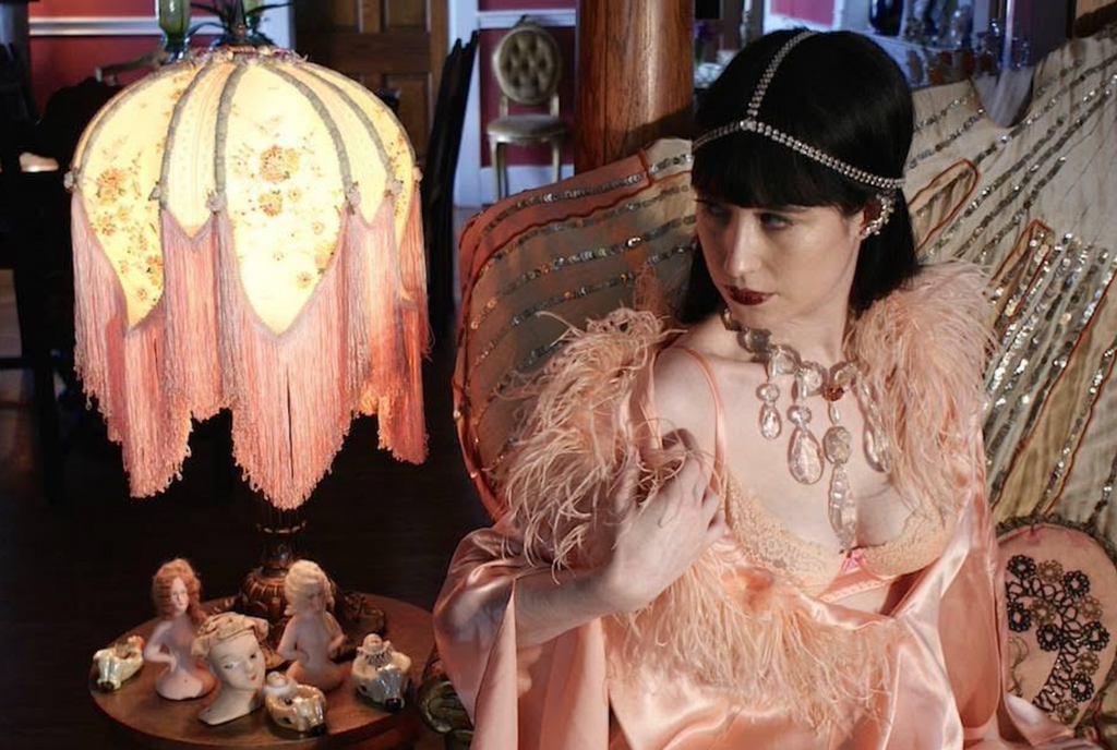sold ~Rare Early 1920's Bat Winged Silent Screen Era Peignoir wit Ostrich Feathers as-is Silk