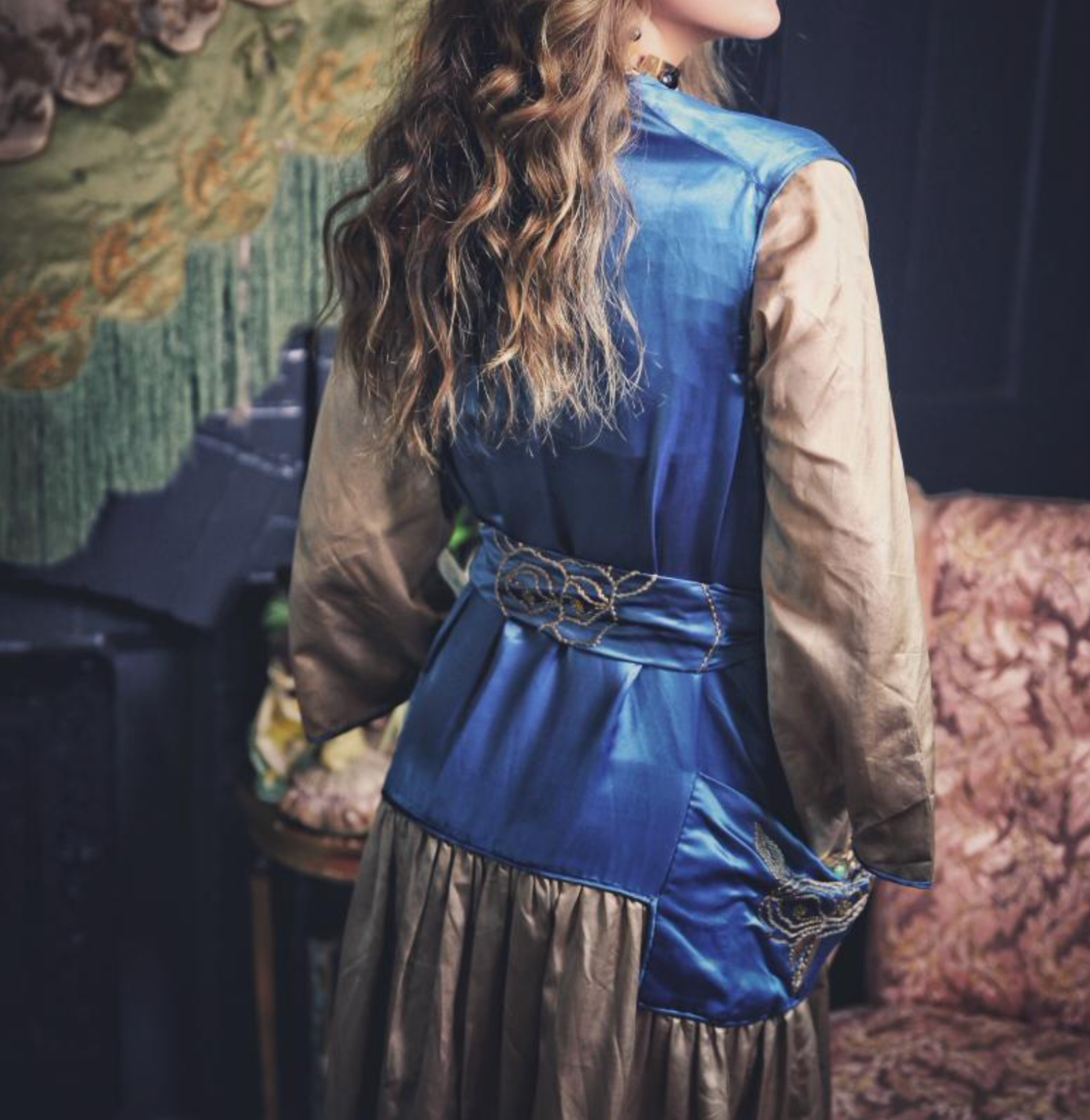 Authentic 1930s Hungarian Vibe Arts and Crafts Period Rare Embroidered For Dress Great Sleeves and Details