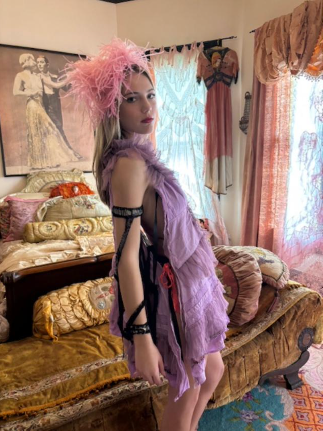 SOLD OUT Lavender Tabard Baby Doll with Organdy Iris
