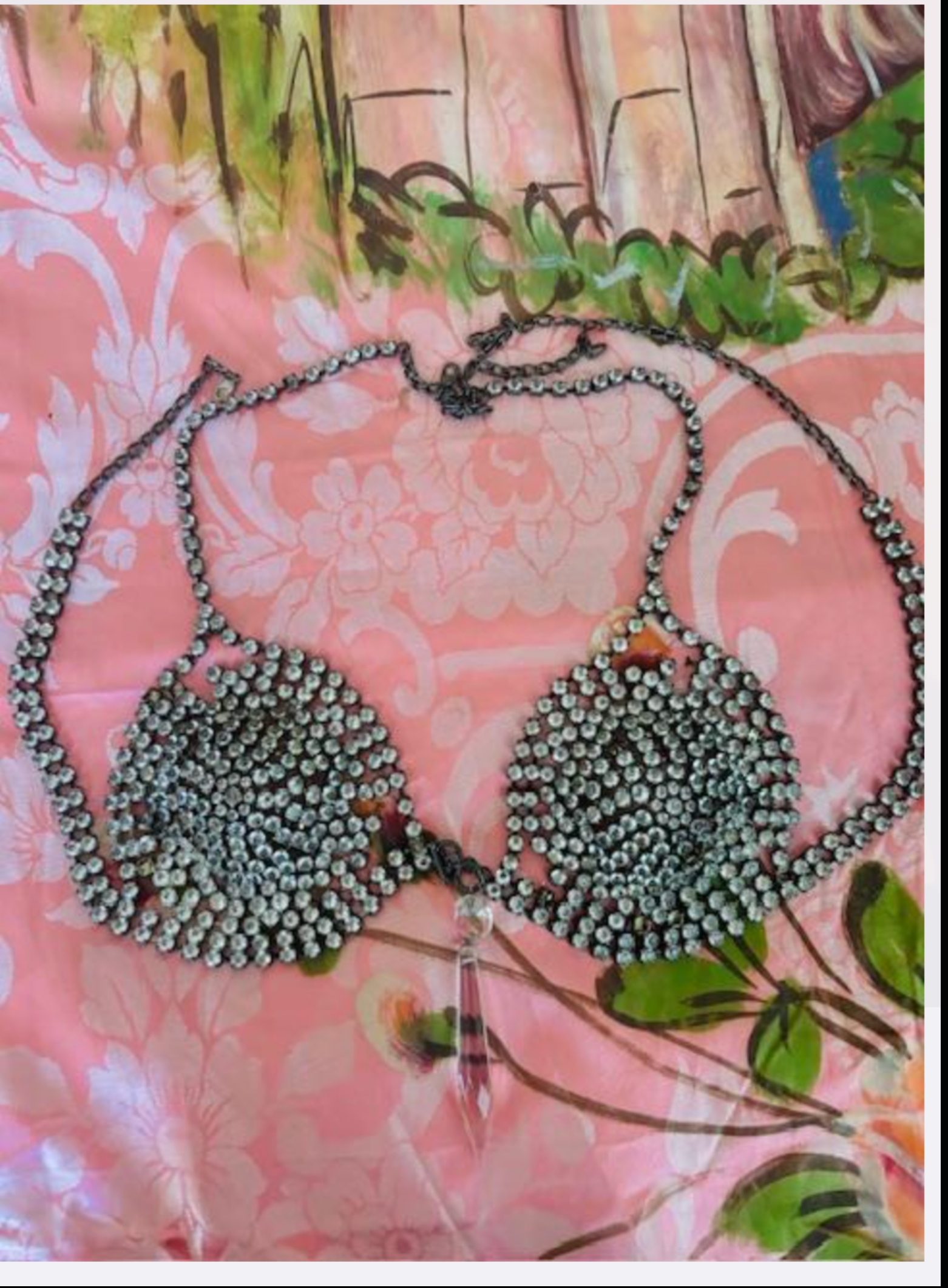 SOLD  Vintage Bralette from Fredricks of Hollywood Rhinestone Show Girl! as found